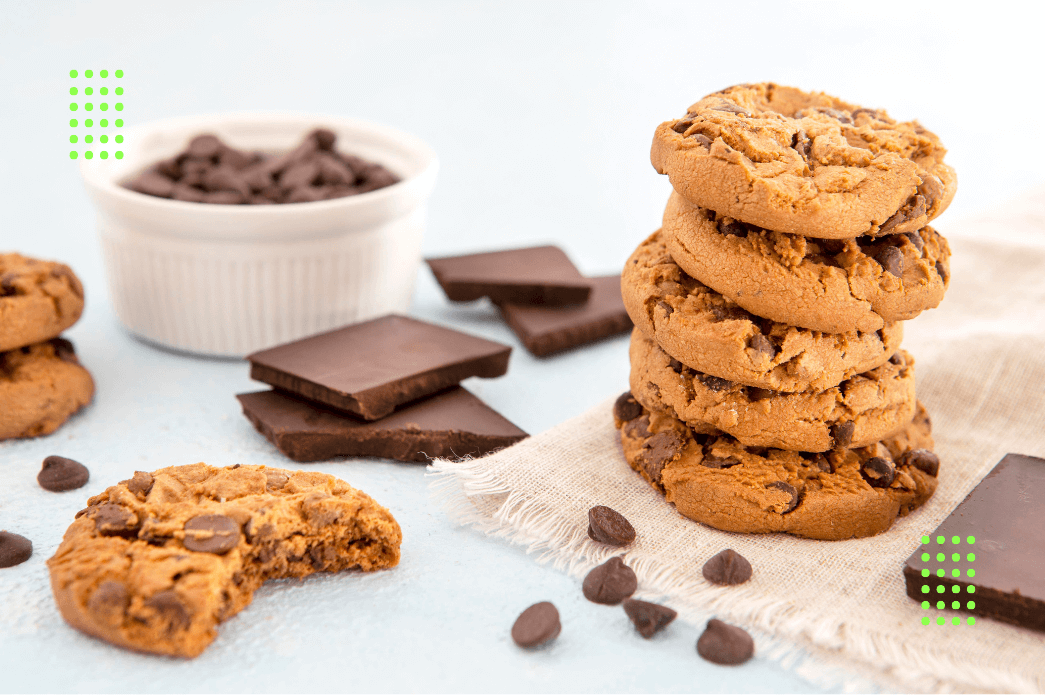 Cookie de grão-de-bico com cacau e gotas de chocolate